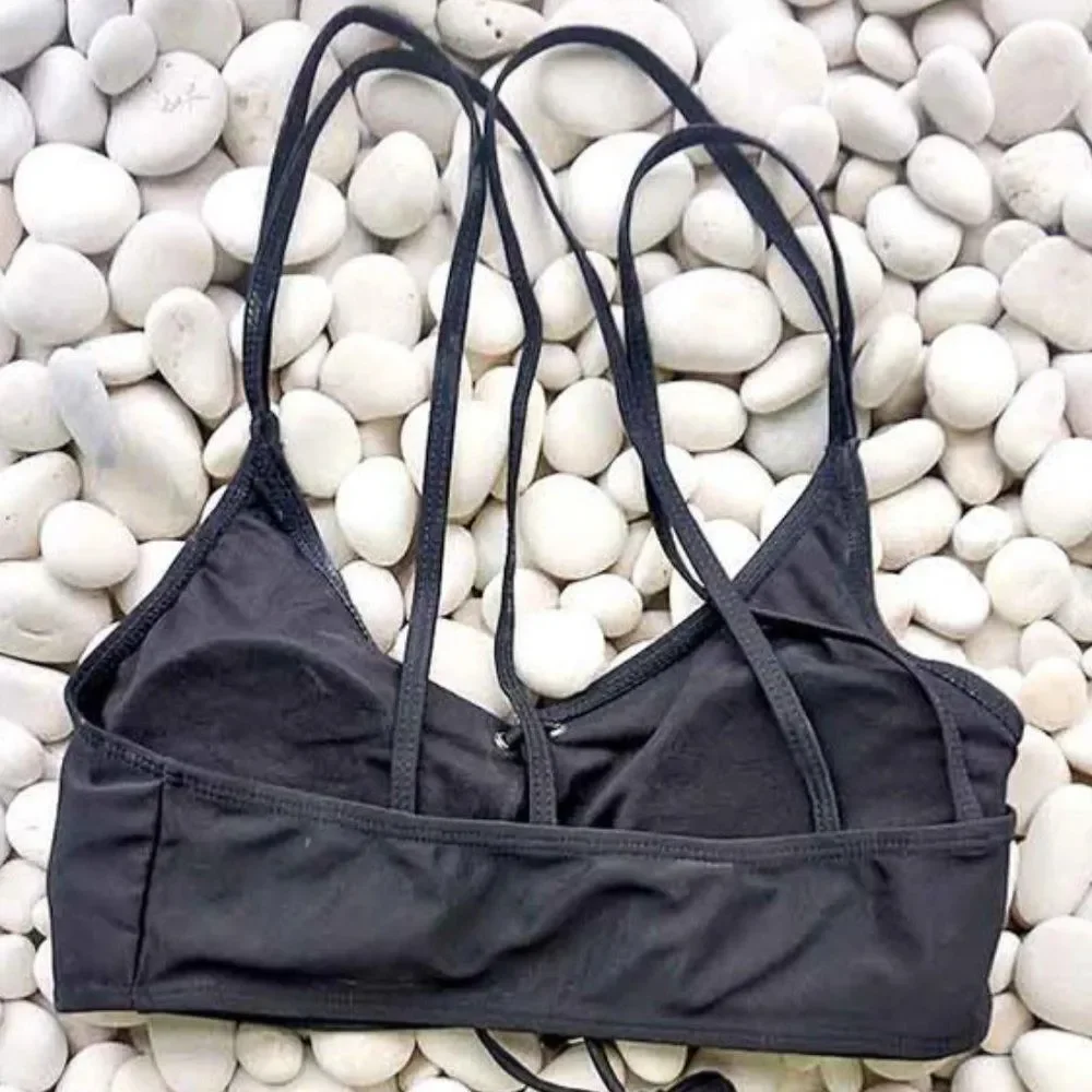 Lace Up Front Racer Bikini Swimsuit Two Piece Set - Picture 9 of 11